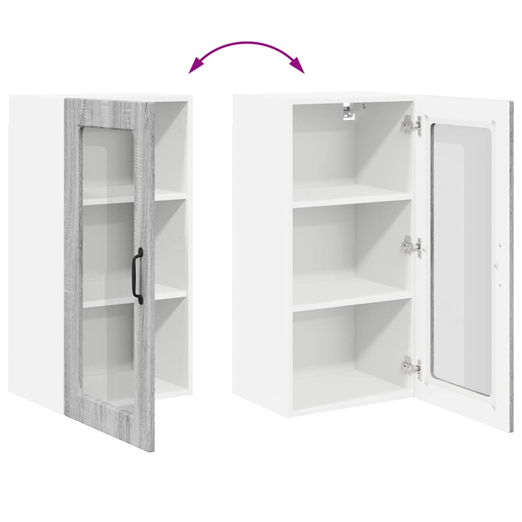 Kitchen Wall Cabinet with Shelf Grey Sonoma 40 x 31 x 80 cm
