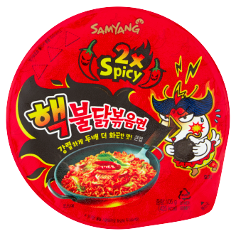 16 x Samyang Instant Big Bowl Noodle Red 2x Spicy Chicken - 105G