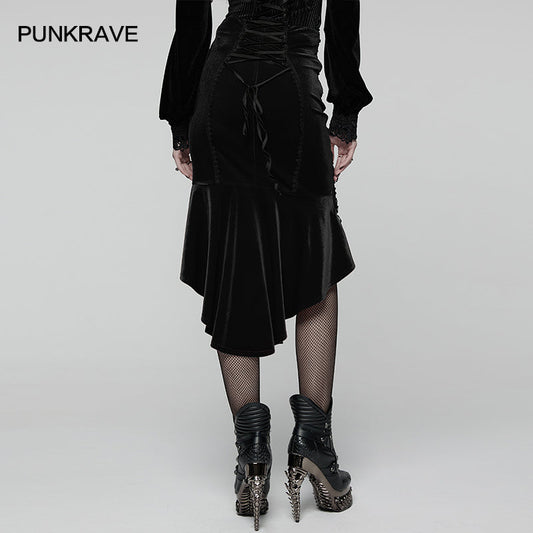 Punk Rave - Belladonna Goth Rose Fishtail Skirt
