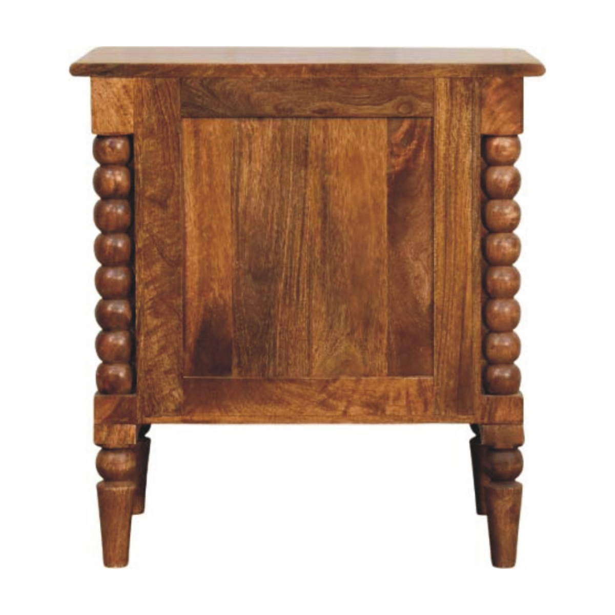 Artisan Furniture Solid Wood Spindle Leg Amber Oak Nightstand, 2 Drawers, Brown