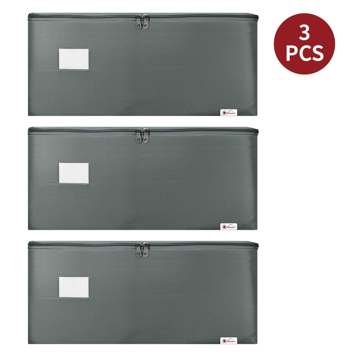 VINSANI 3PK STORAGE BAGS MEDIUM DGREY 1010291