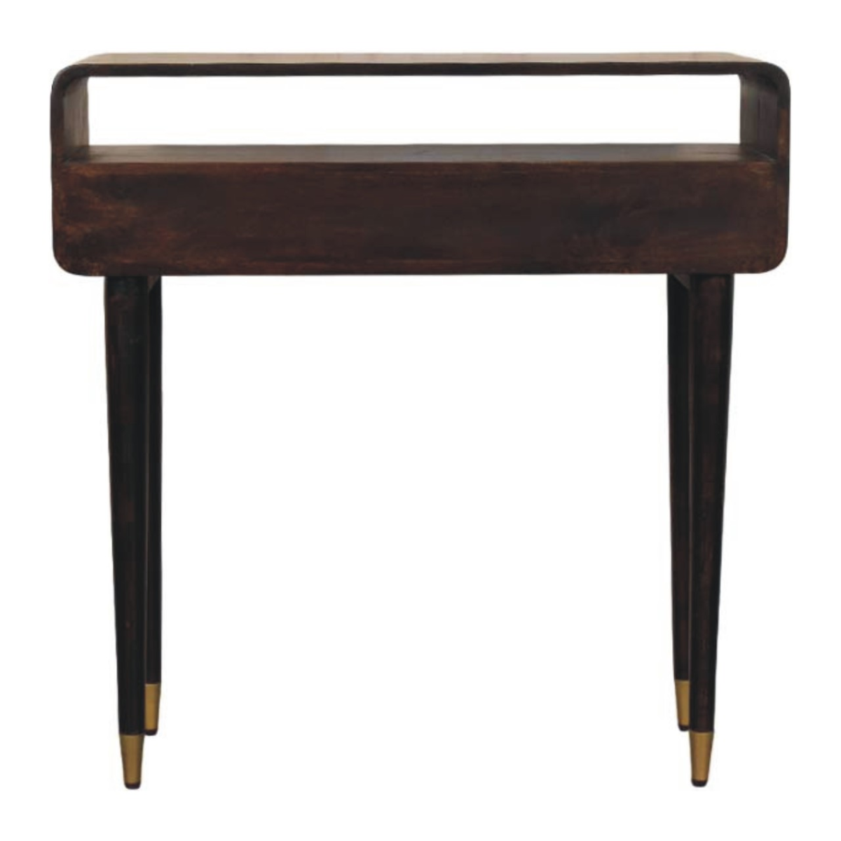 Artisan Furniture Solid Wood Apollo Loop Console Desk, 2 Drawers, 1 Open Slot, Dark Brown
