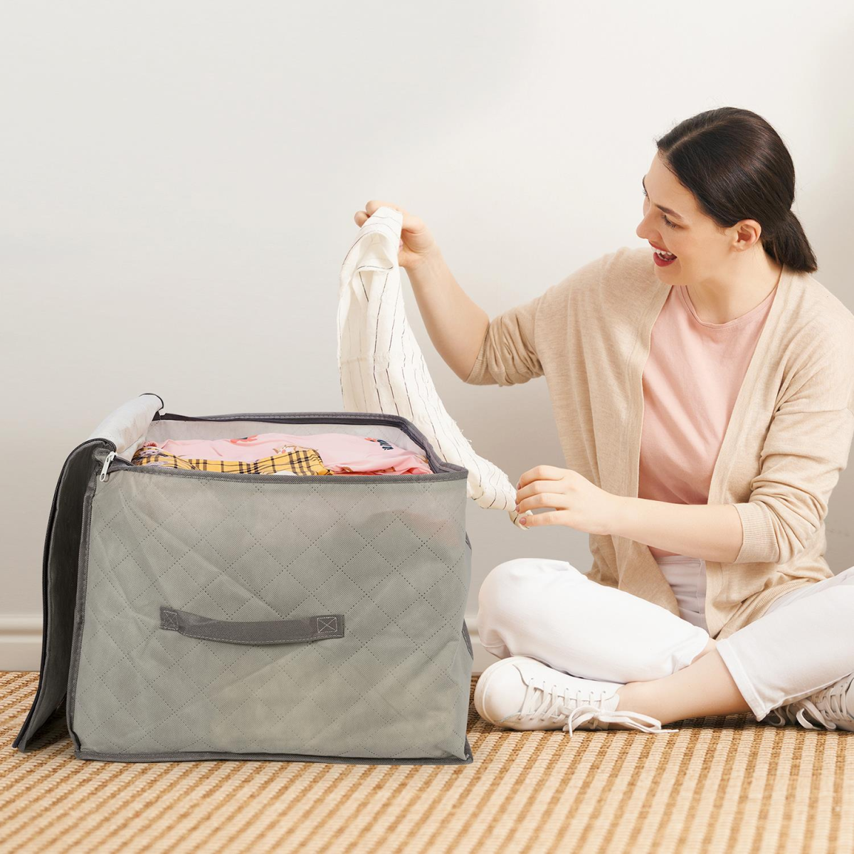 VINSANI 3pc DELUXE STORAGE BAGS LIGHT GREY 0000327