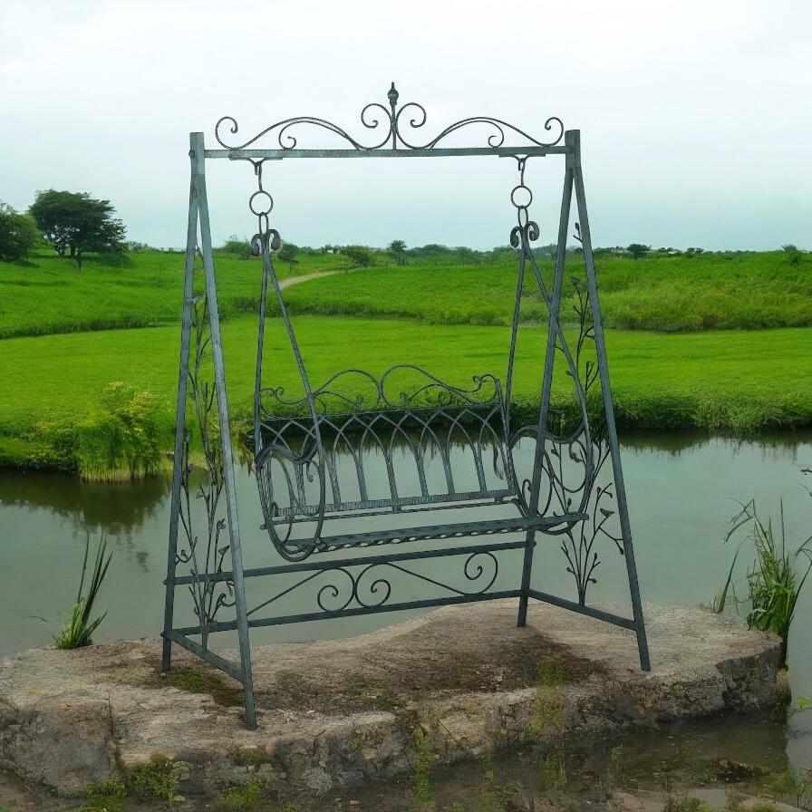 GREY METAL SWING BENCH