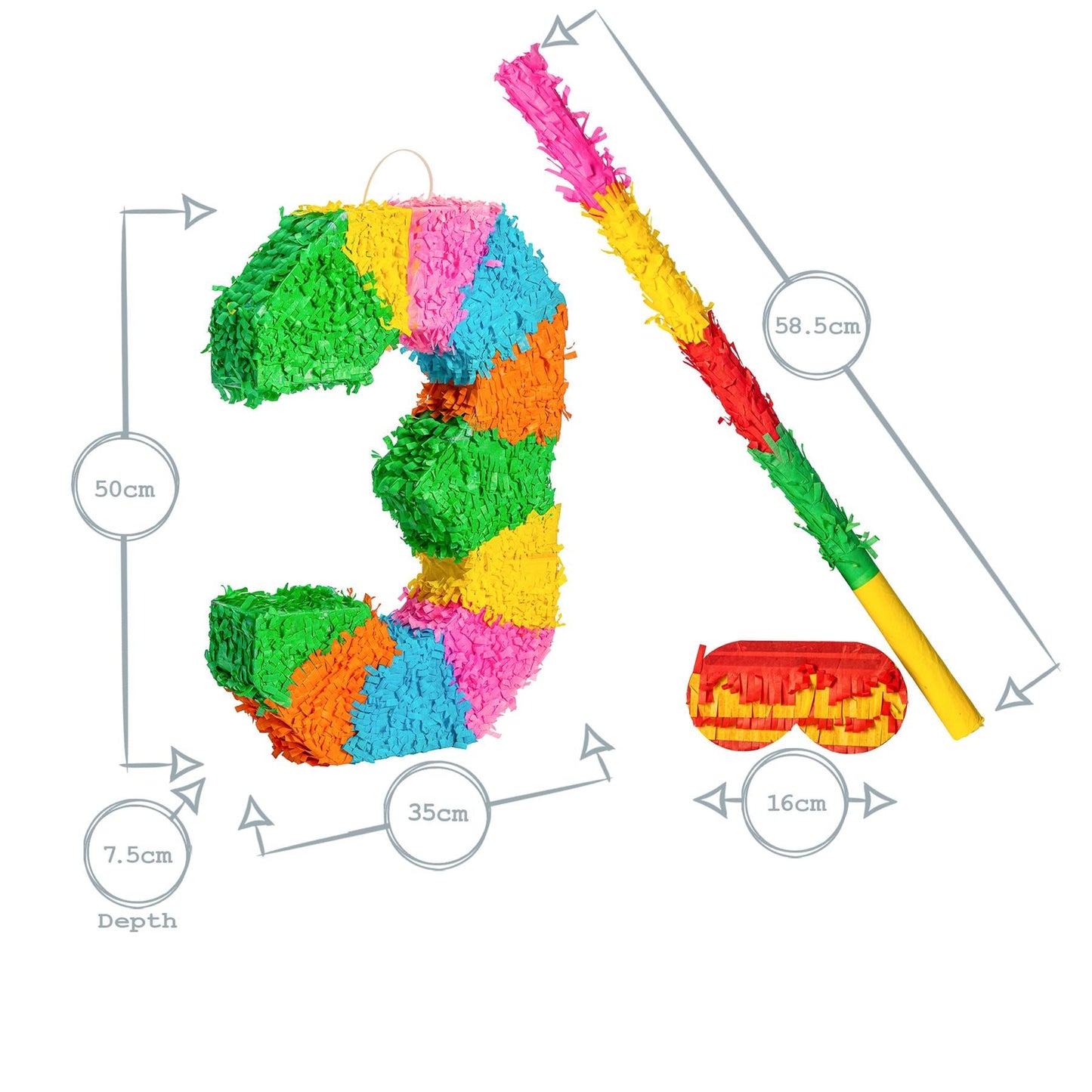 Large Number 3 Pinata Party Set