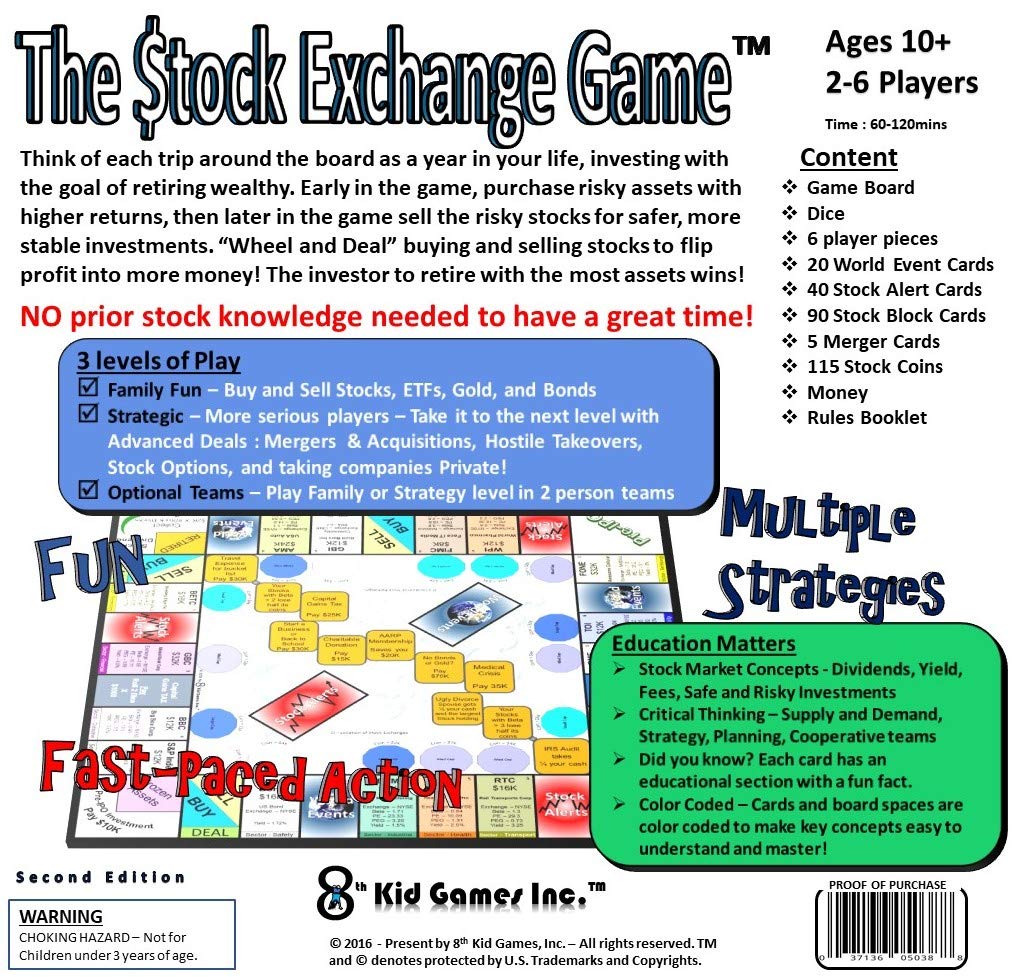 8th Kid Games Stock Exchange Game – Real Market Action Made Easy, Educational & Fun for Families