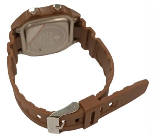 Clasico Mens Digital Water Resistant Brown Rubber Strap Watch