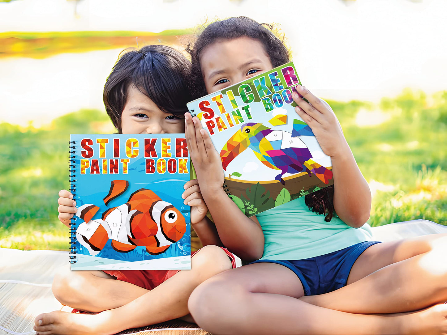 90shine 2PCS Sticker Books for Kids 4-8 – Animal Rainbow Designs | 22 Pictures