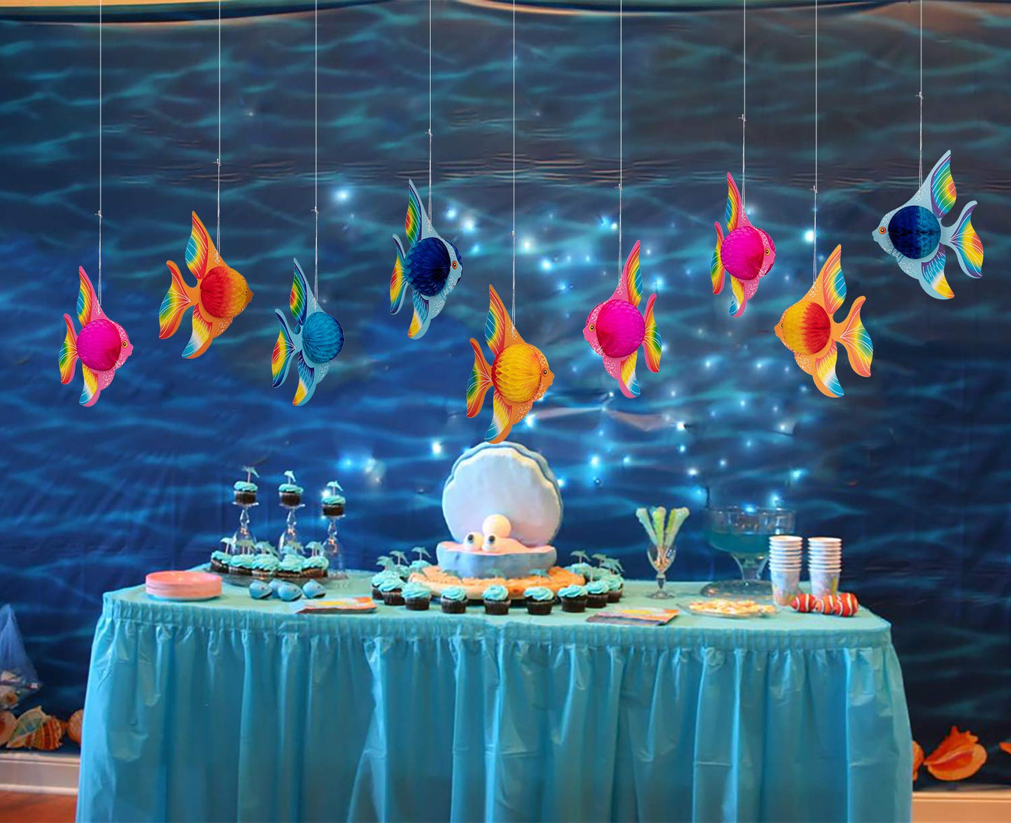 90shine 12-Pack Tropical Fish Centerpieces for Under-the-Sea Parties