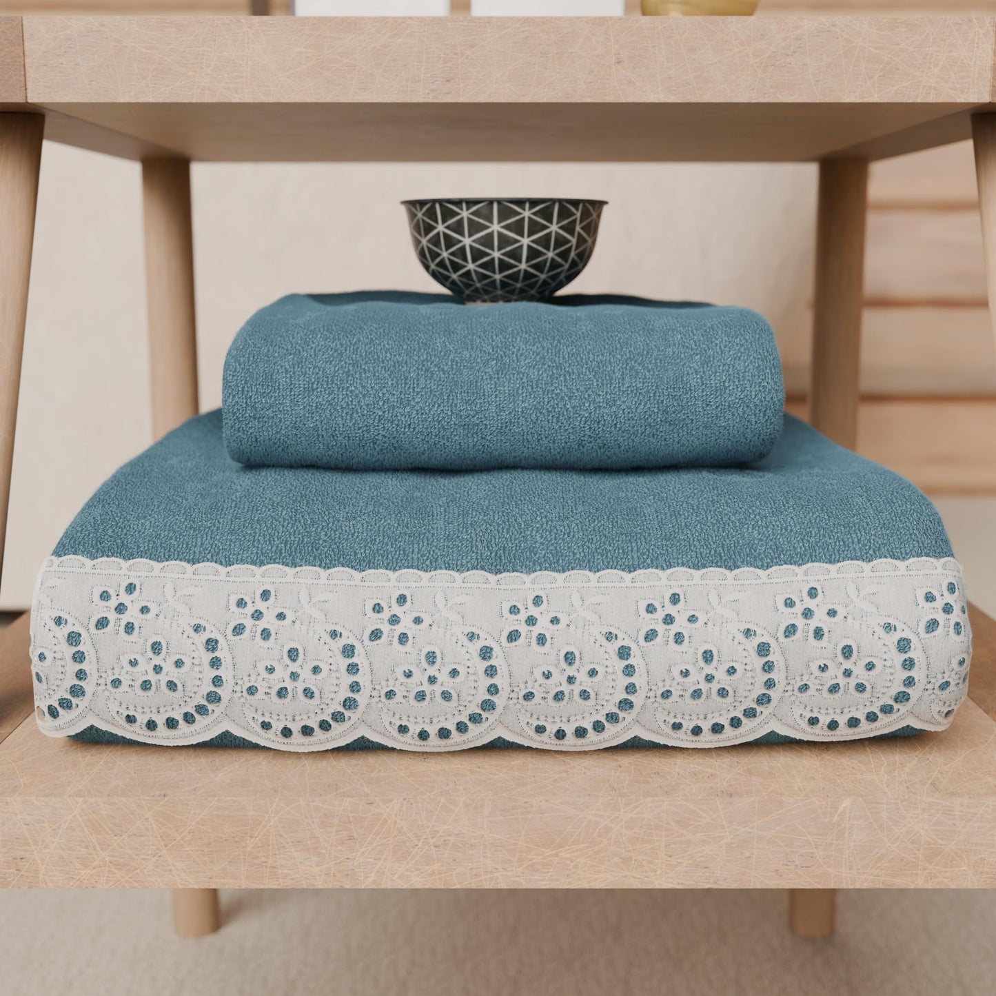 PETTI Artigiani Italiani - Bath Towels in 100% Cotton Terry Towel, 1+1 Towel Set, 2 Pieces 1 Face Towel and 1 Hand Towel, Avion