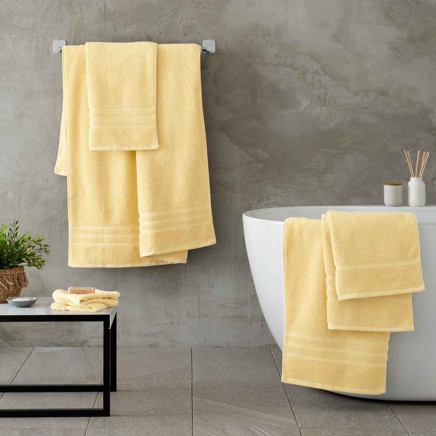 Catherine Lansfield Zero TwistZero Twist Cotton 70x120cm Bath Towel Yellow