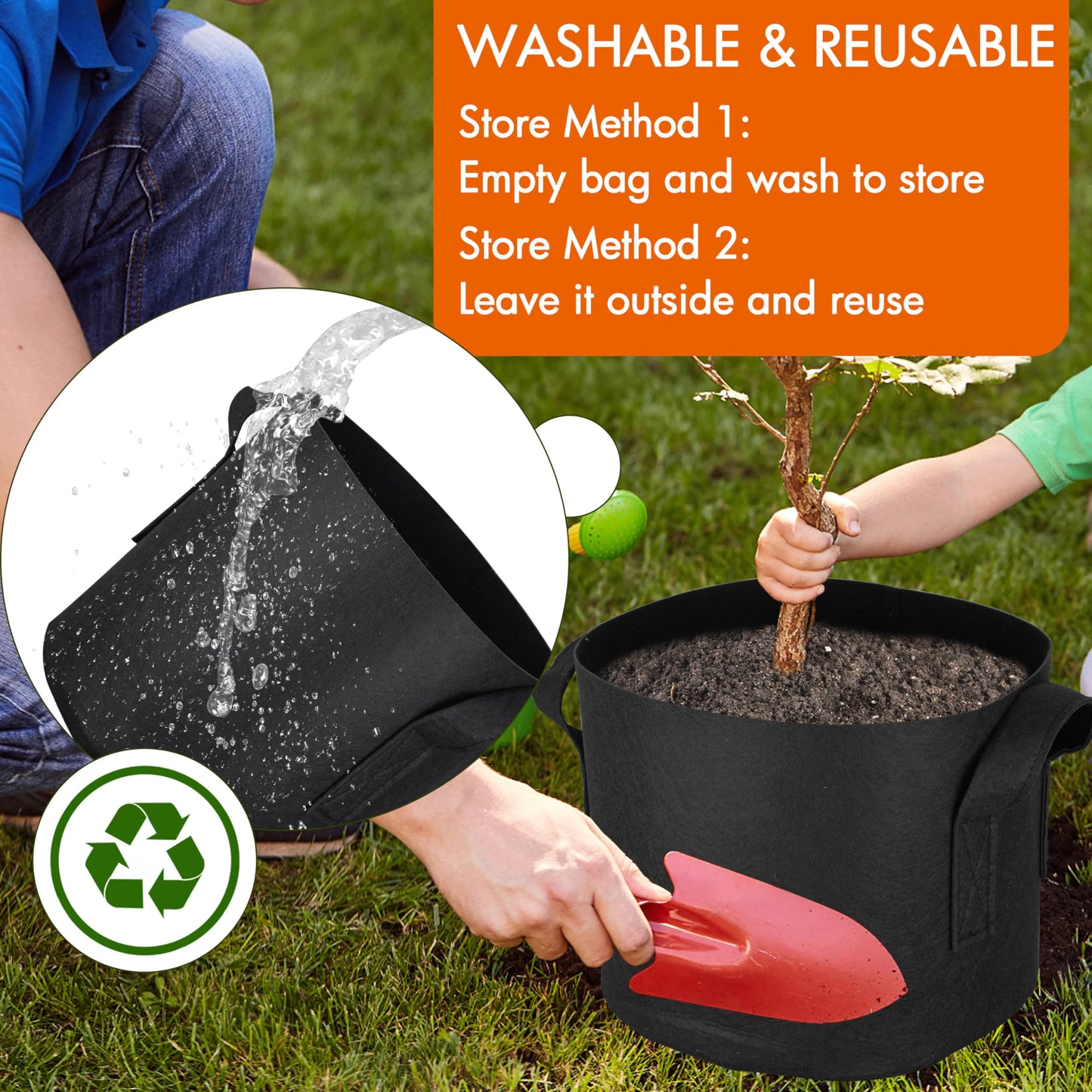 Gardzen 6-Pack 20 Gallon Grow Bags, Aeration Fabric Pots with Handles, Heavy Duty Cloth Pots for Plants