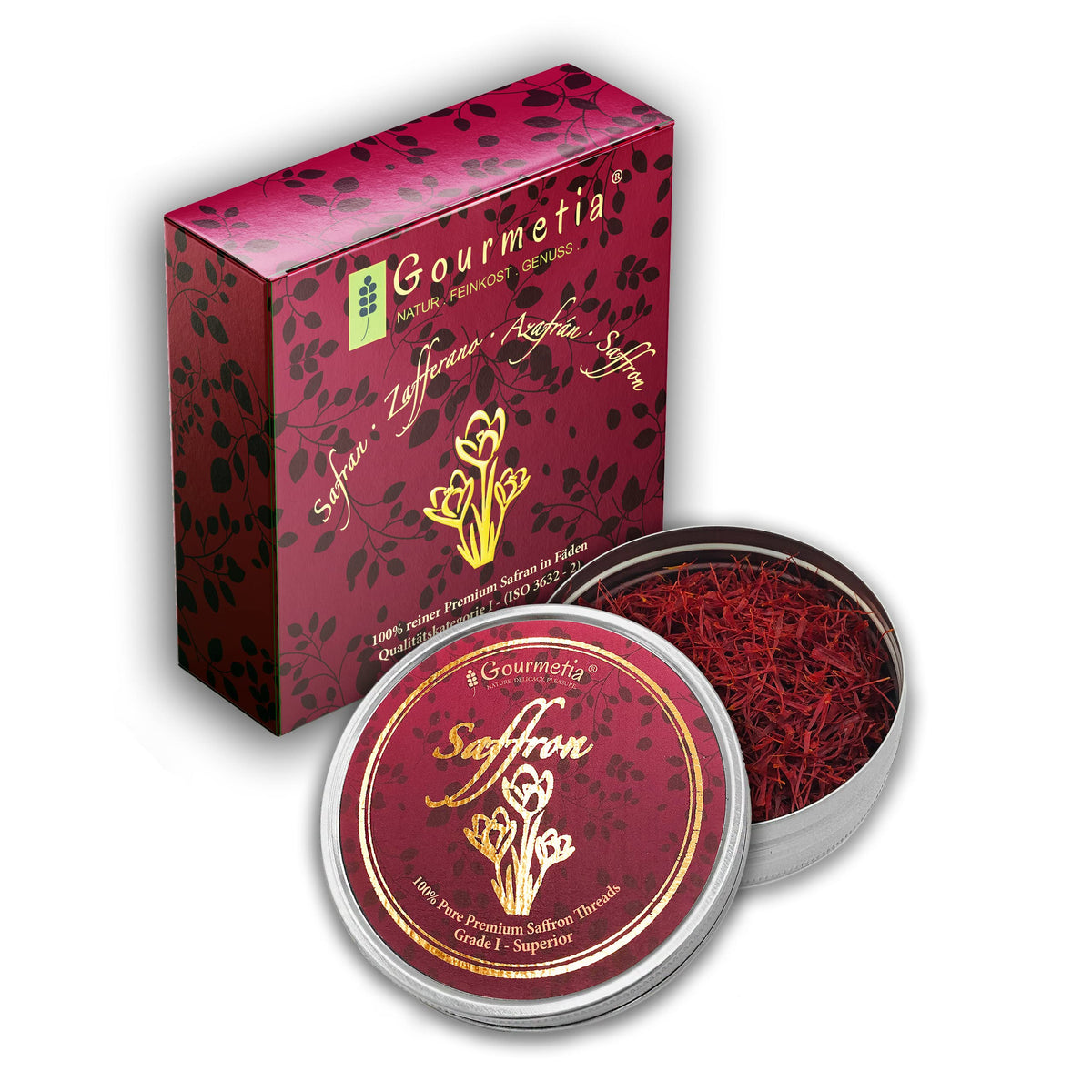 Gourmetia Saffron, Saffron Threads in Premium Quality 5 Grams - Category I Superior (ISO 3632-2)