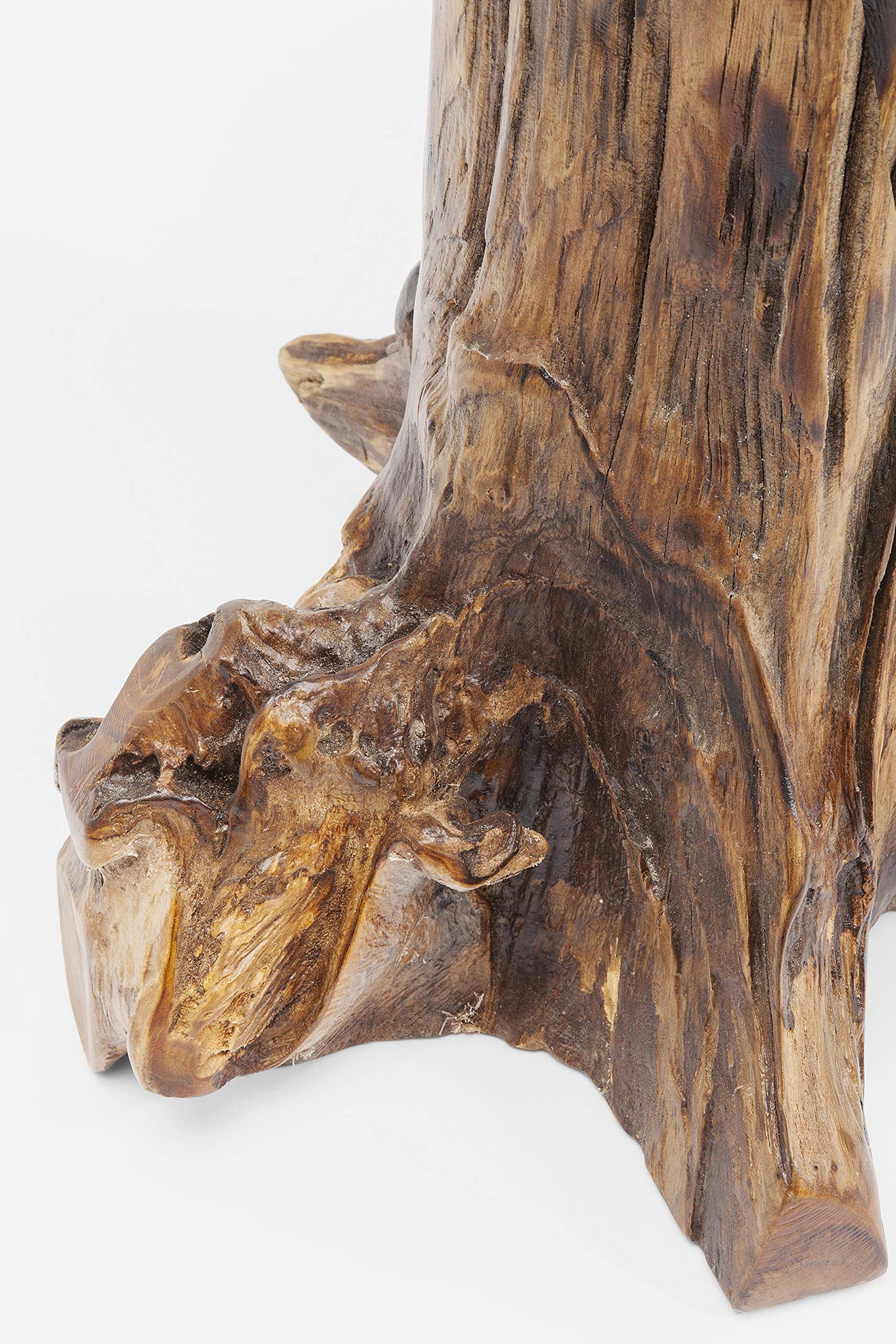 Kare Design Side Table Tree Big Nature, brown, teak solid wood, unique, wooden small bed side table for bedroom, living room, office, 49-52cm high