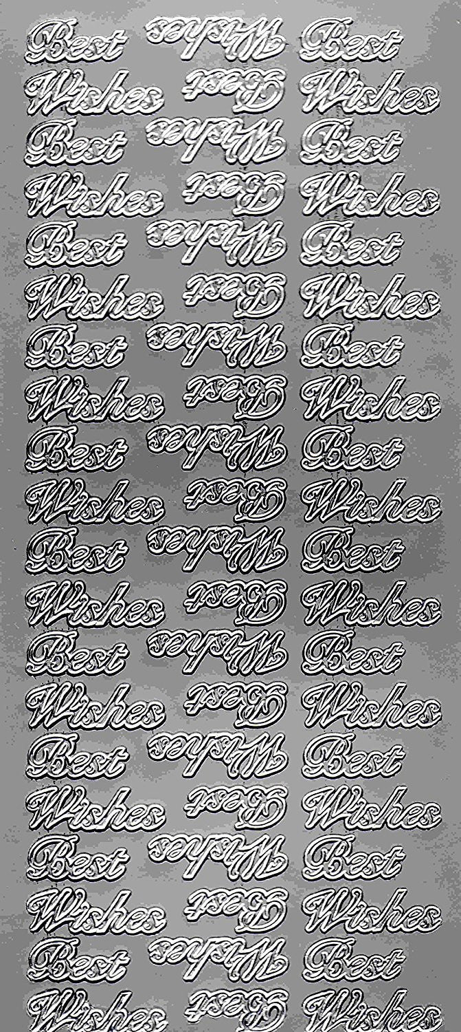 silver peel off, stickers, best wishes, ideal for arts and cards, crafts, mats, vellum etc