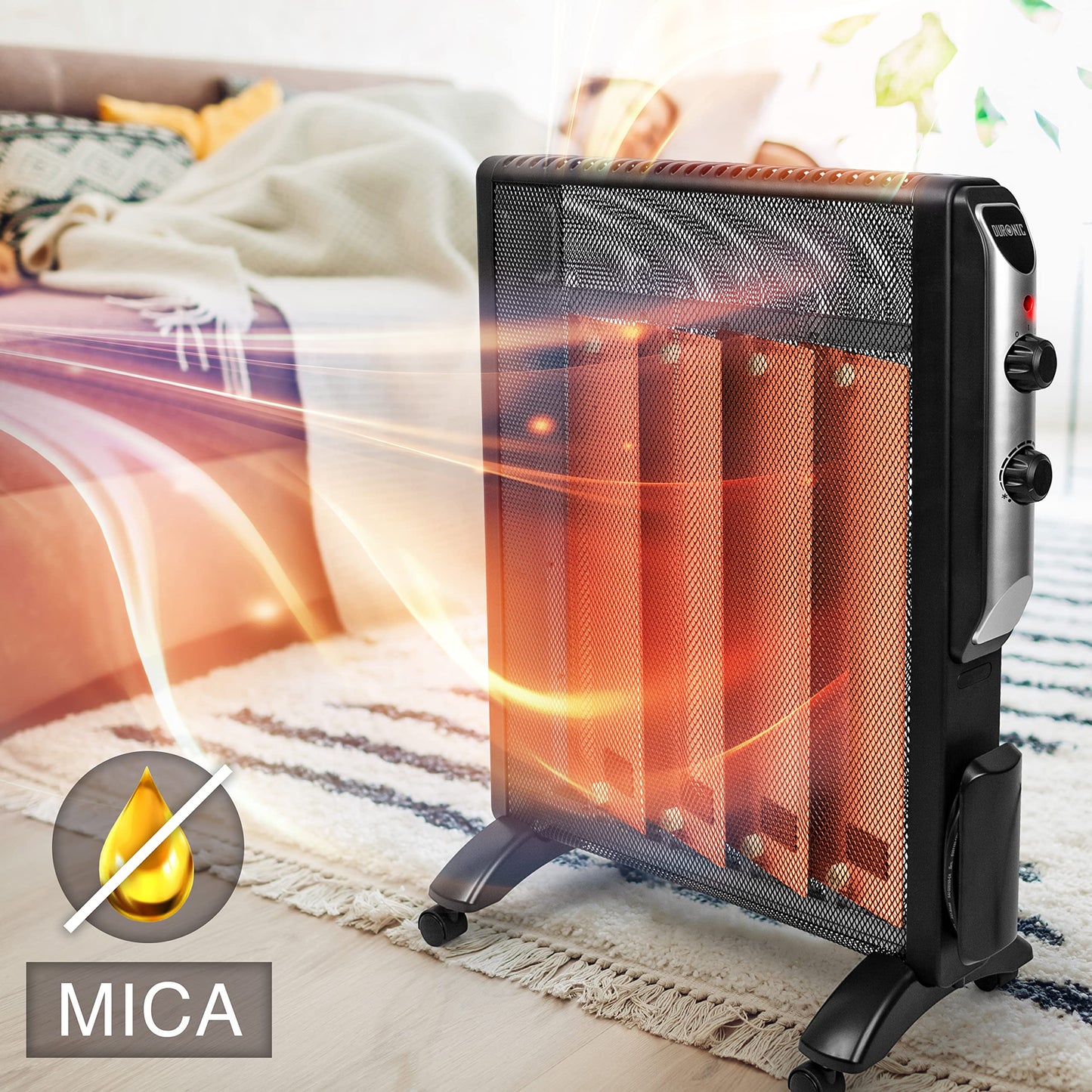 Duronic Electric Heater HV220 Oil Free Radiator Convection Heater Free Standing Radiator Mica Panel Heaters Portable Radiators with Micathermic Panels