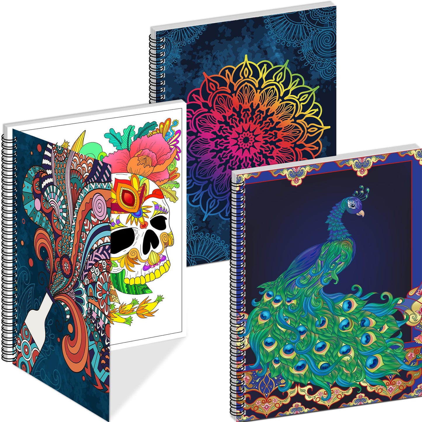 Kalysky 3 Pack Adult Colouring Books, Mindfulness Colouring Books for Adults, Themes of Animal Mandalas Flowers and Other Designs for Relaxing Stress