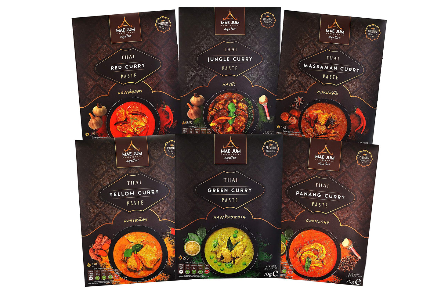 Taster Bundle - Traditional Thai Curry Paste by Mae Jum (6 Packs x 70g)