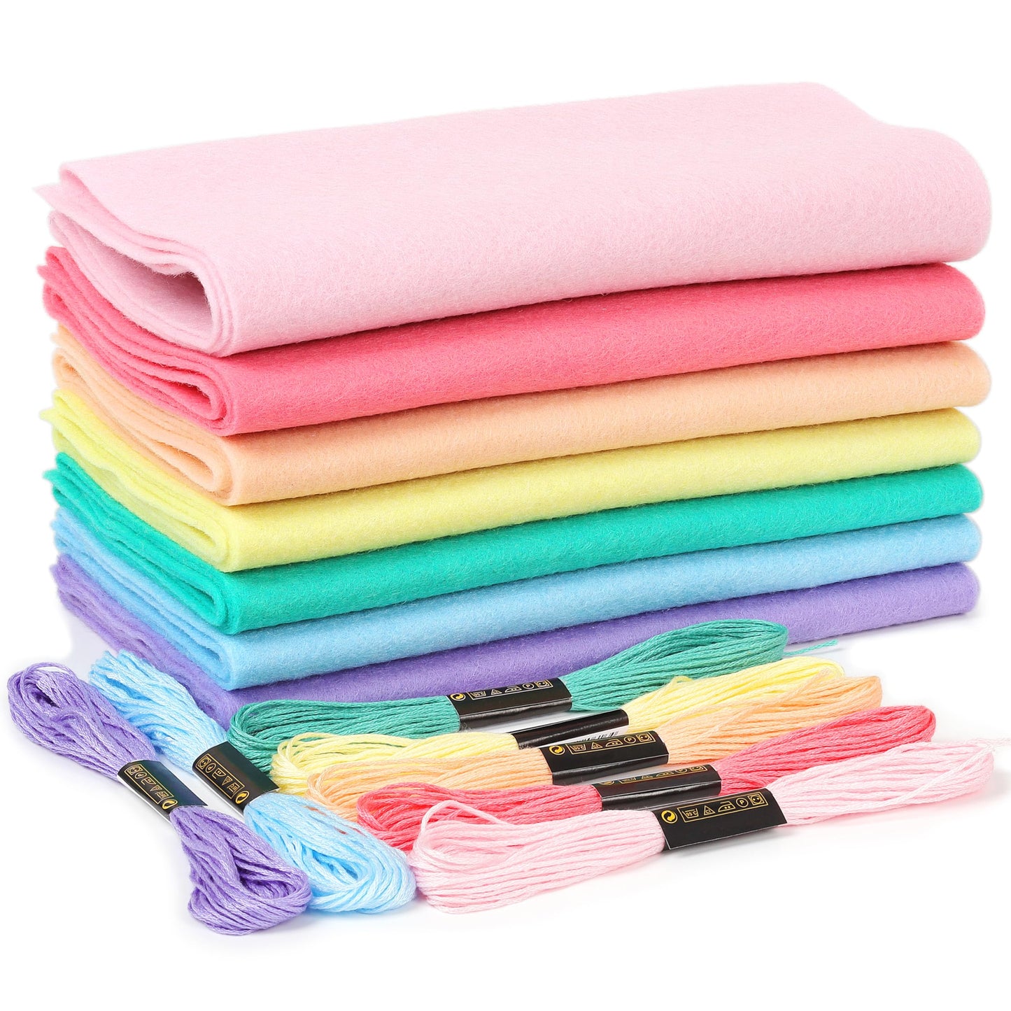 ZAIONE Pastel Soft Felt Sheets Bundle Rainbow Felt Sheets 7Rolls 21x90cm for Back to School Season Craft
