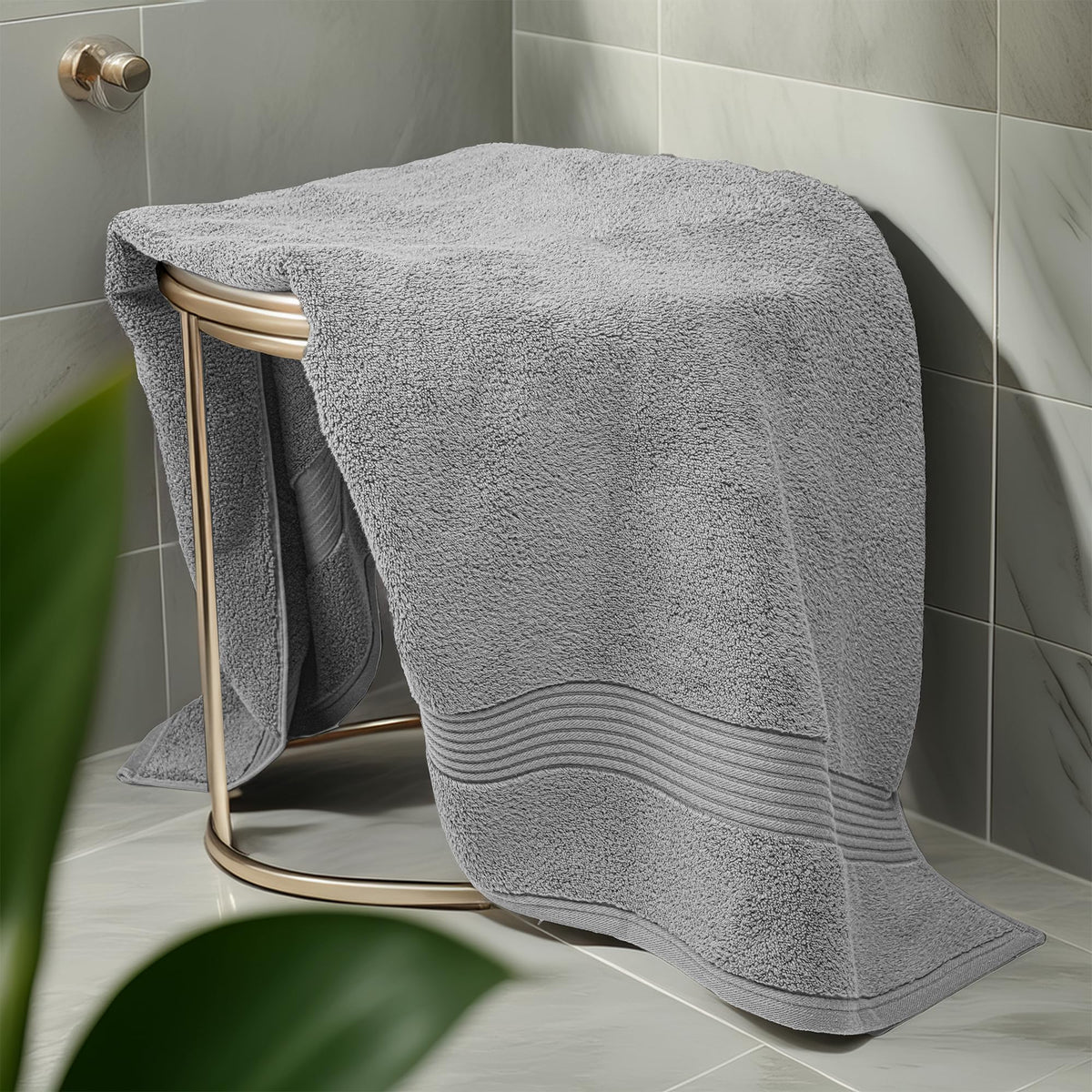 Luxury Set of 2 Jumbo Bath Sheets 100x150cm - Zero Twist 580 GSM (Silver)