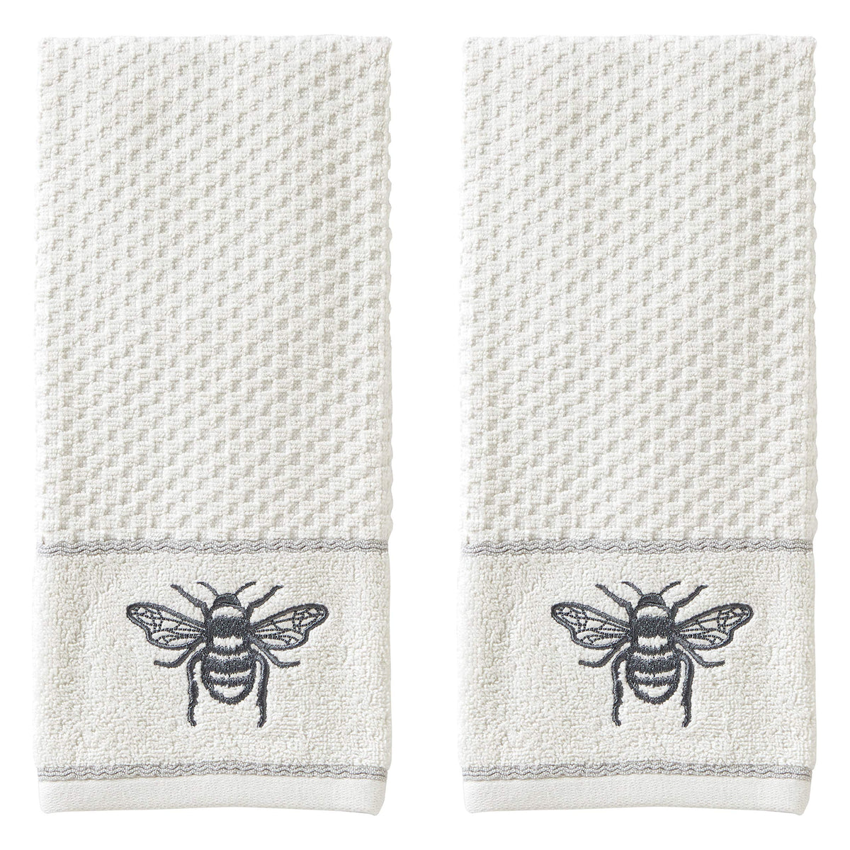 SKL Home Farmhouse Bee Hand Towel Set, White,16x25