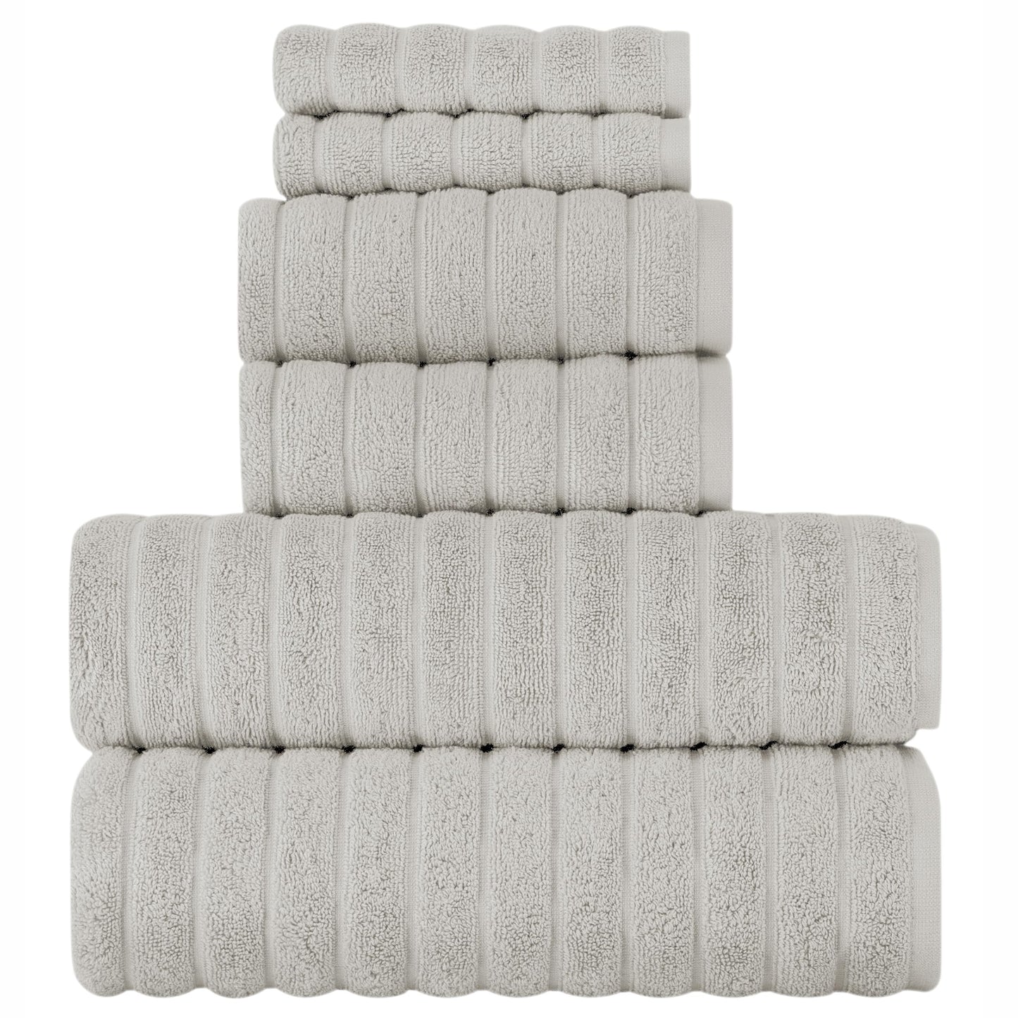BERIBO Turkish Towel Set 100% Cotton (Cloud) 6 Pieces, 620gsm (Sahara)