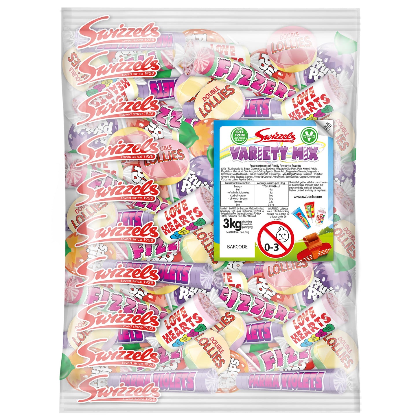 Swizzels Bulk Sweets Variety Mix Vegetarian Mixed Sweets and Lollipops Bag 3kg
