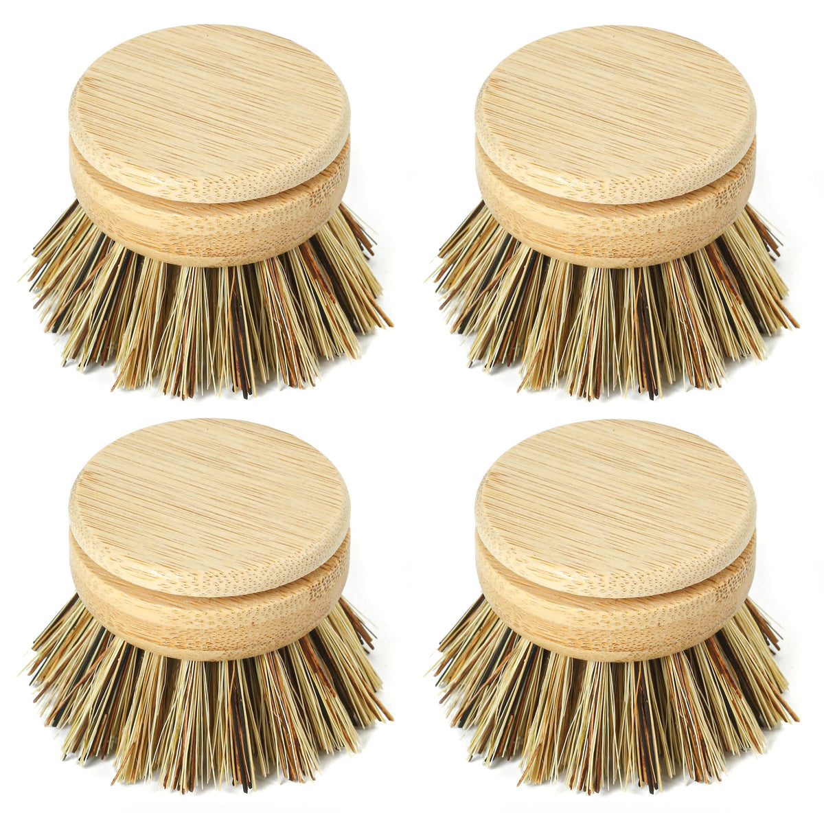 Jungle Culture Firm Bristle Replacement Brush Heads for Eco Dish Brushes ? Wooden Kitchen Washing Up Brush Heads Pack of 4 ? Interchangeable Bristle