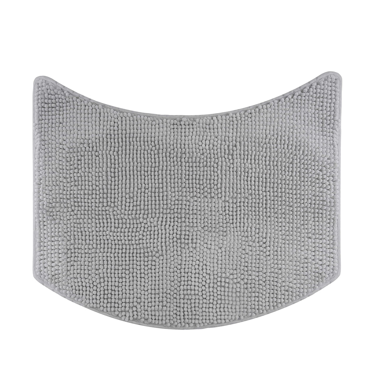 fluffy? Bath Mat for round Showers, made of Chenille, with Non-Slip Bottom (Small Curve | Shower Radius 55 cm, Grey)