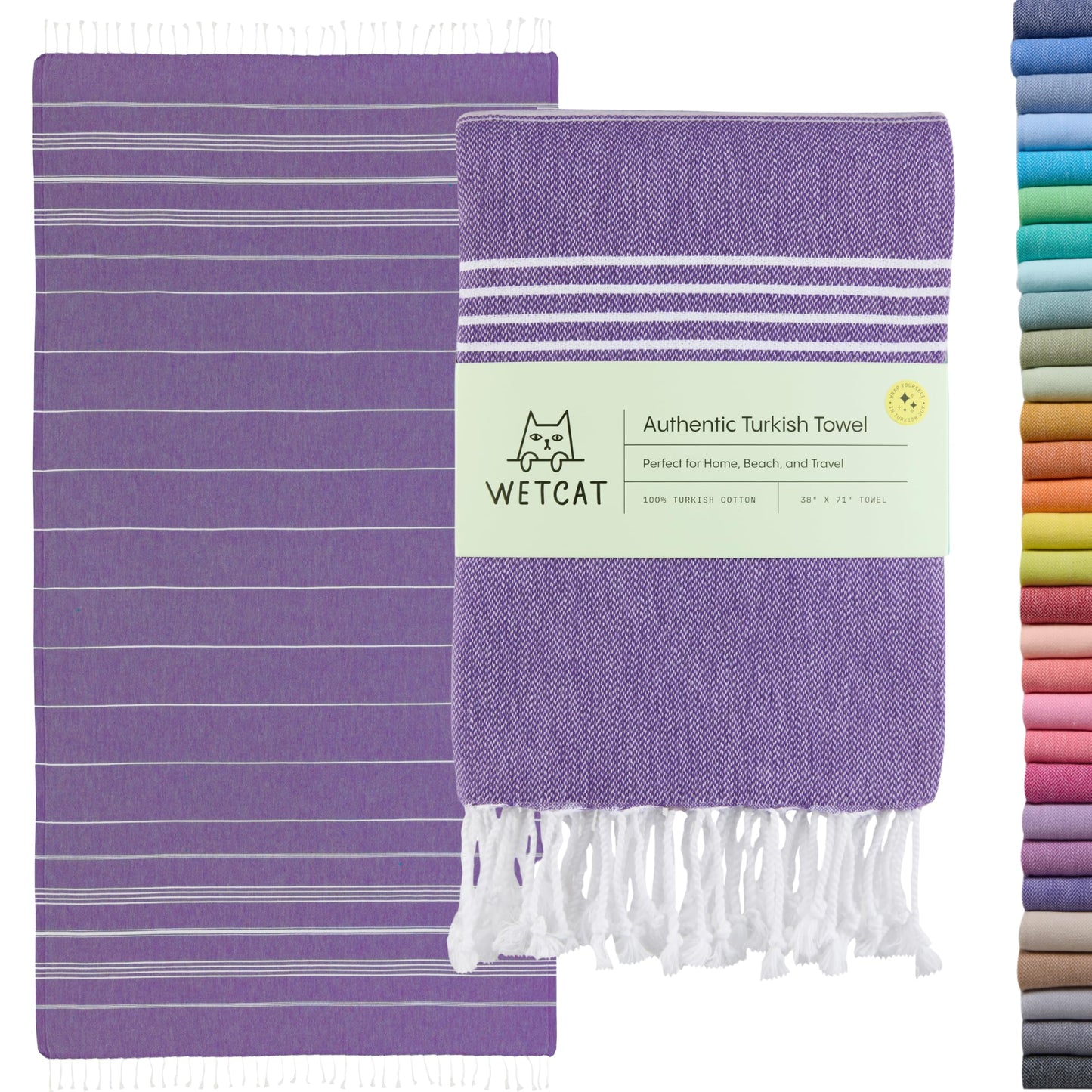 WETCAT Turkish Beach Towel Oversized 38x71 100% Cotton Sand Free Quick Dry Extra Large Light Travel Towel for Adults Beach Accessories Gifts - Dark