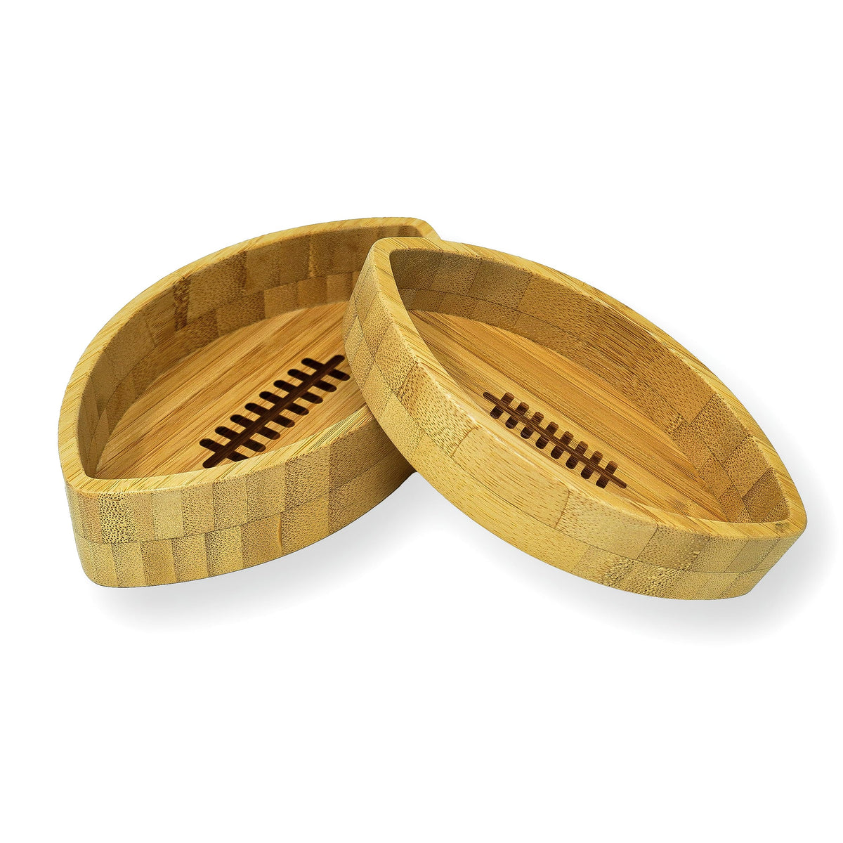 40YARDS American Football Bamboo Bowls (Pack of 2) for Nuts, Gummy Bears, Biscuits and Other Sweets & Snacks