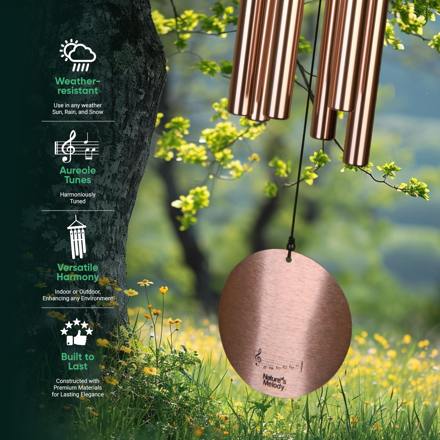 Nature's Melody 36" Aureole Tuned Wind Chime (Rose Gold)