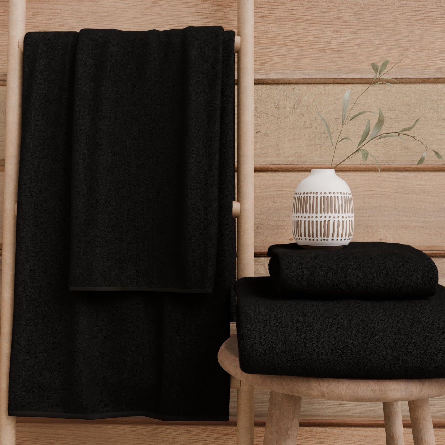 PETTI Artigiani Italiani - 100% Cotton Terry Bath Towels, 2+2 Towel Set, 4 Pieces 2 Face Towels and 2 Hand Towels, Black Towels