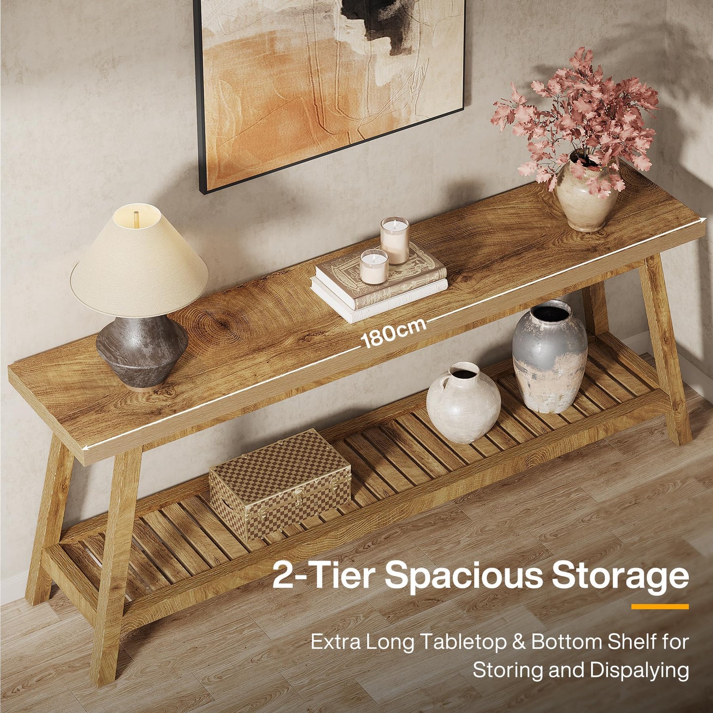 Tribesigns Console Table for Hallway Slim, 180cm Extra Long Enrtyway table with Storage Farmhouse 2-tier Wooden Sofa Meuble for Living Room
