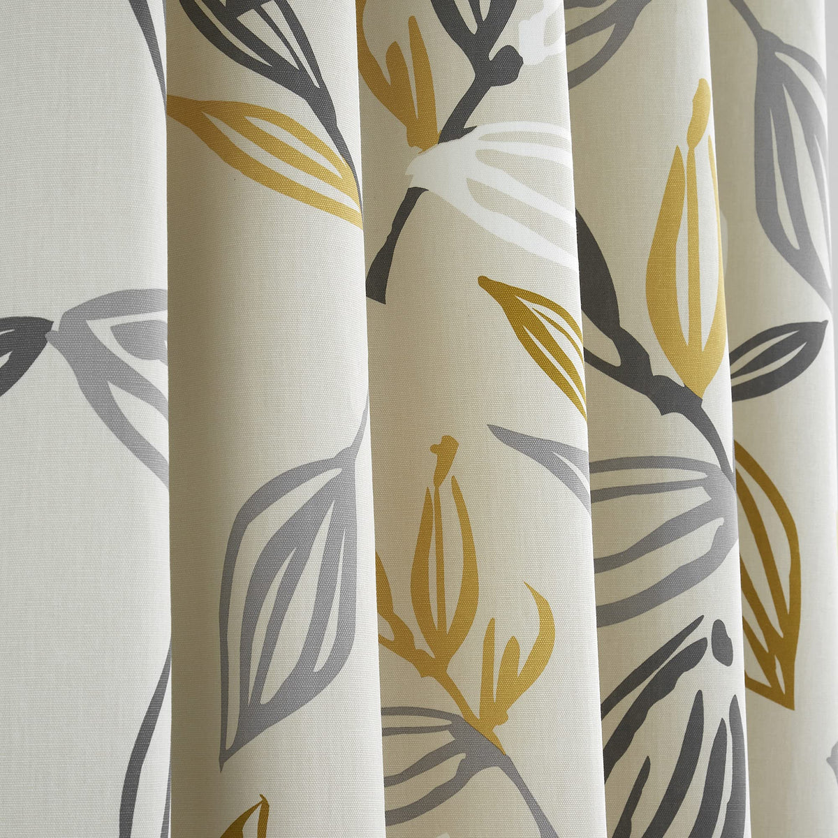 Fusion - Ensley - 100% Cotton Pair of Eyelet Curtains - 90" Width x 90" Drop (229 x 229cm) in Ochre