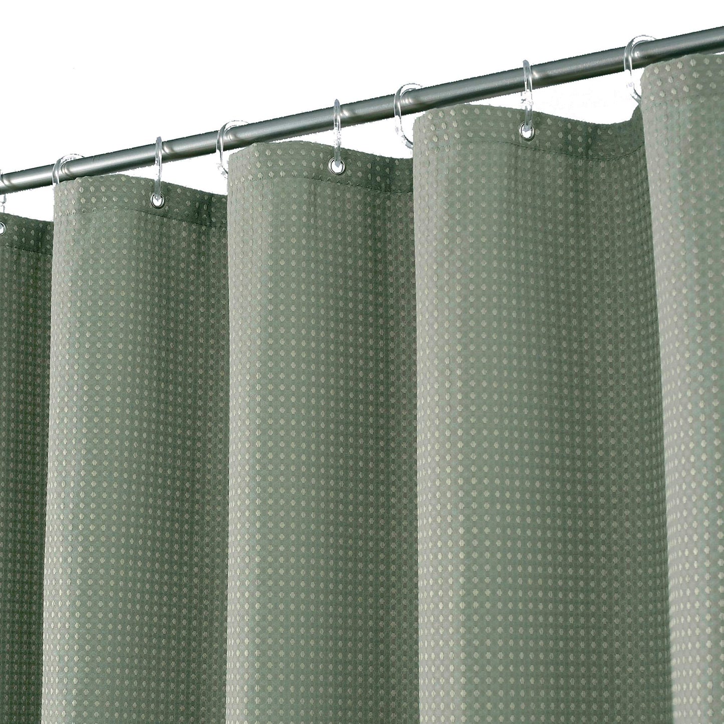 Stall Shower Curtain Fabric 36 x 72 inch, Waffle Weave, Spa, Hotel Luxury Spa, 230gsm Heavy Duty, Water Repellent, Sage Green Pique Pattern Decorative