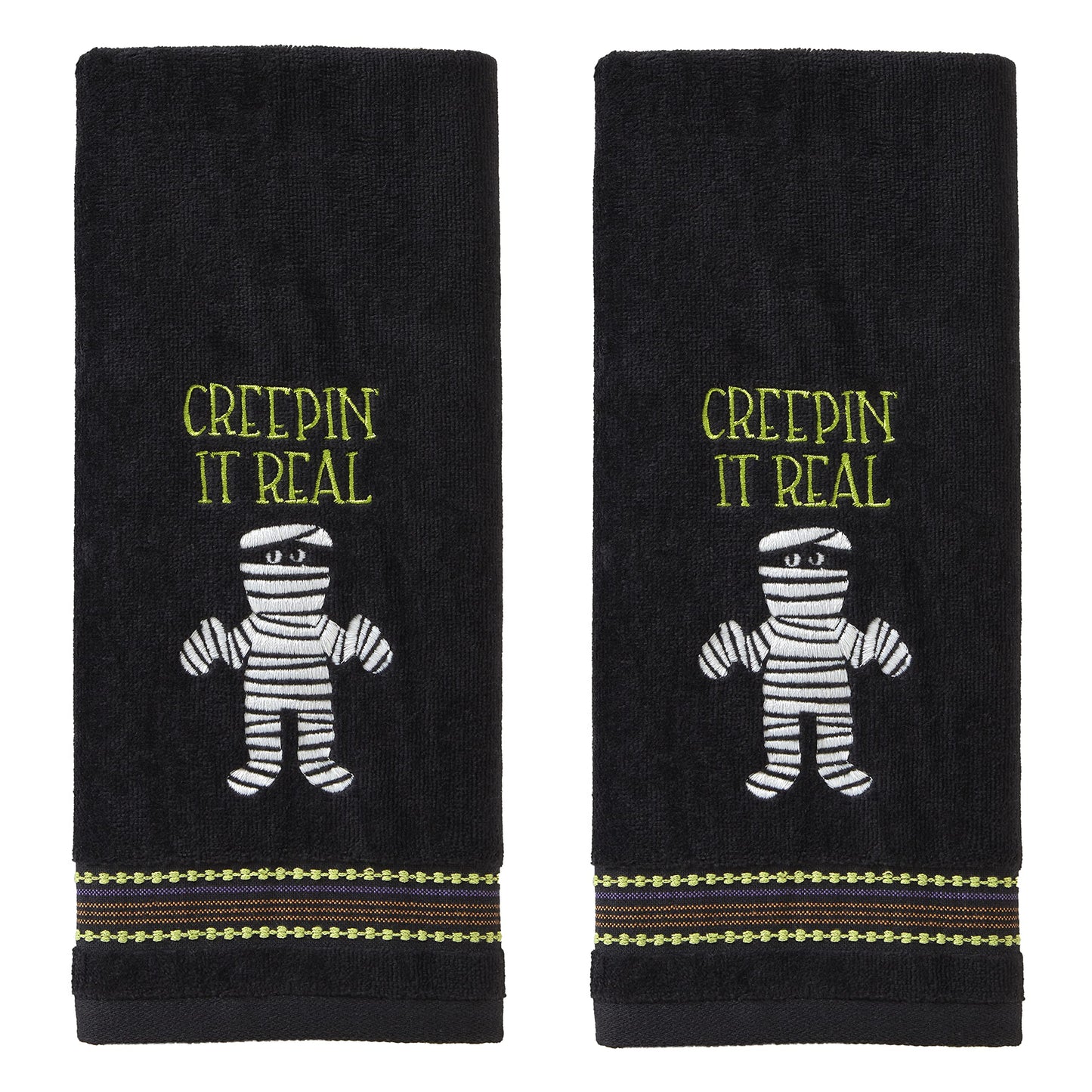 SKL Home by Saturday Knight Ltd. Glow in The Dark Hand Towel Set, Cotton, Creepin Real