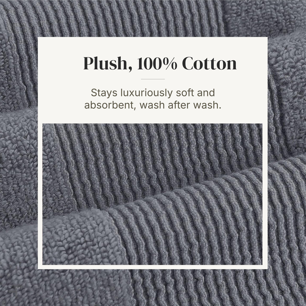Modern Threads Amrapur Overseas 100% Combed Cotton Toilet Set, Charcoal, 6 pieces