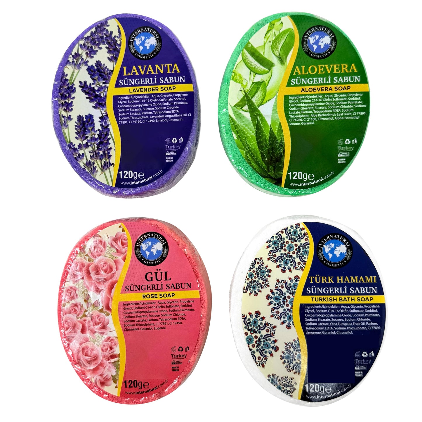 Purlavie Exfoliating Sponge Soap Set of 4 ? Natural and Renewing Cleaning Experience