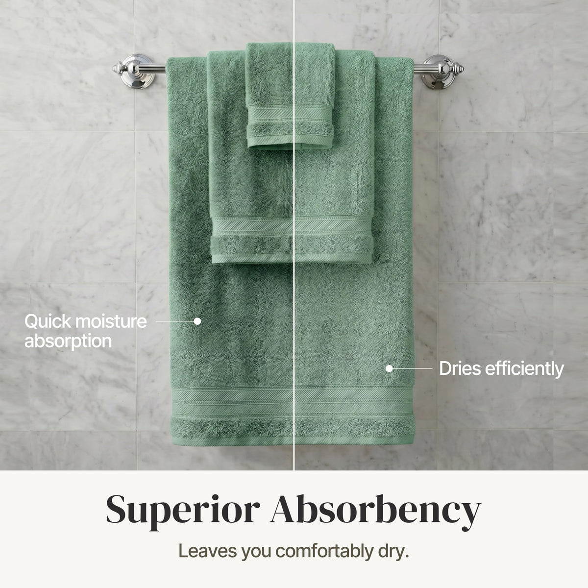 Modern Threads Super Absorbent & Quick Dry-600 GSM-Soft & Plush, Cotton, Eucalyptus, 27 in x 54 in