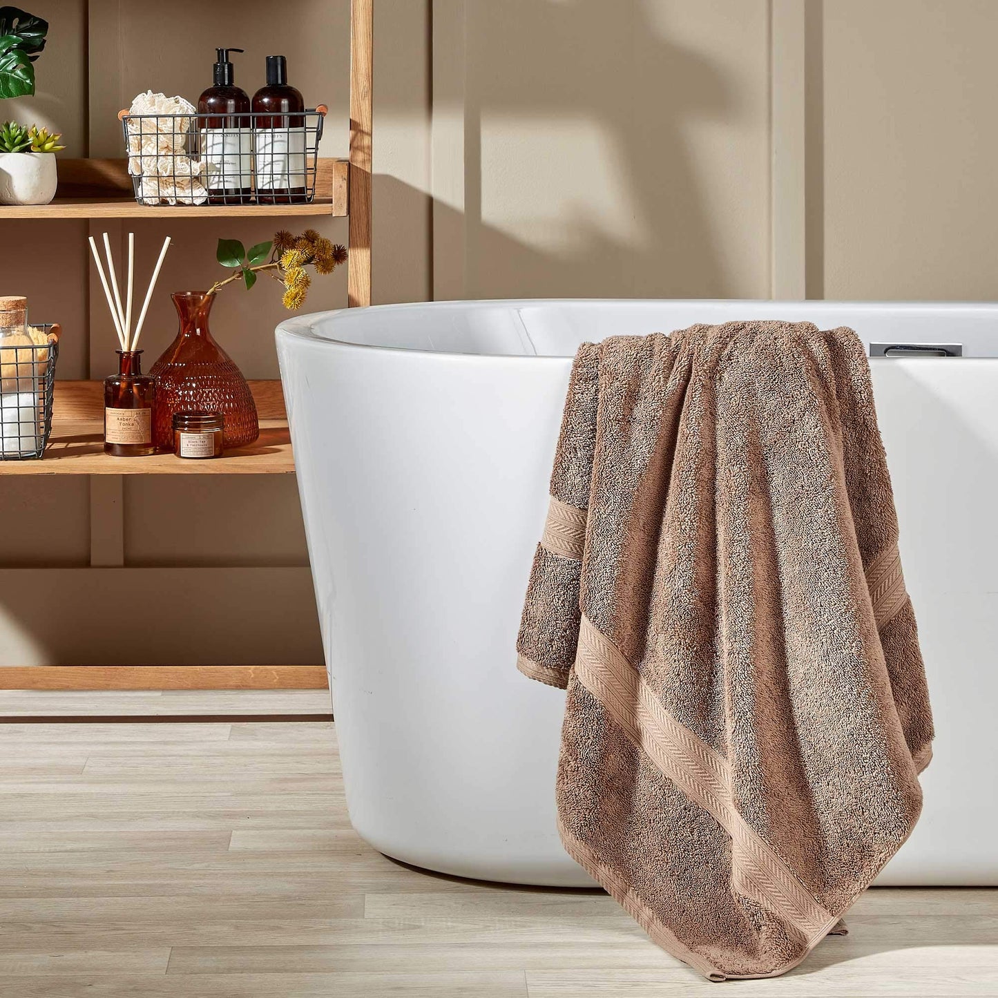 Christy Renaissance 2 Bath Towels Set | Mink Brown | 100% Egyptian Cotton Pile | Luxuriously Soft and Super Absorbent | 675 GSM