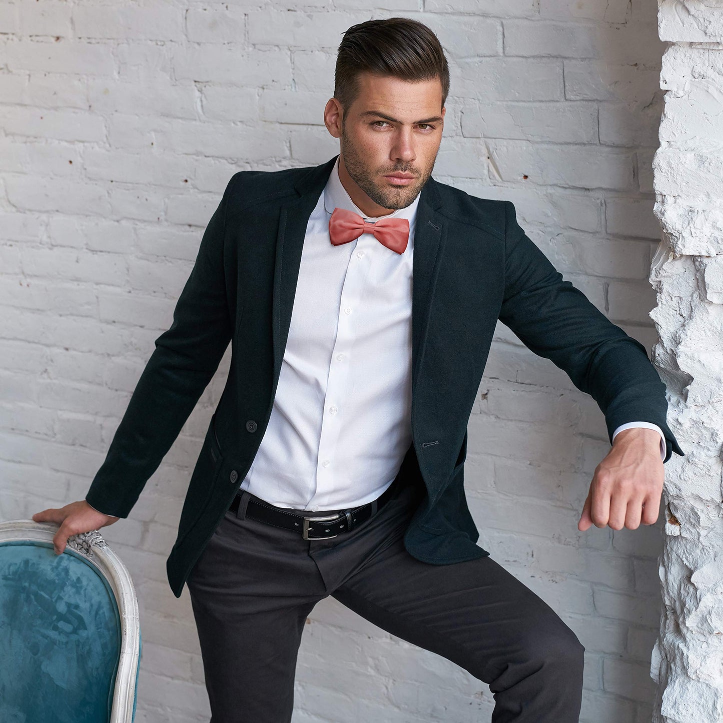 MASADA bow tie rose - men's accessory in shiny-look, continuously adjustable, handmade with hook closure - 12 x 6 cm