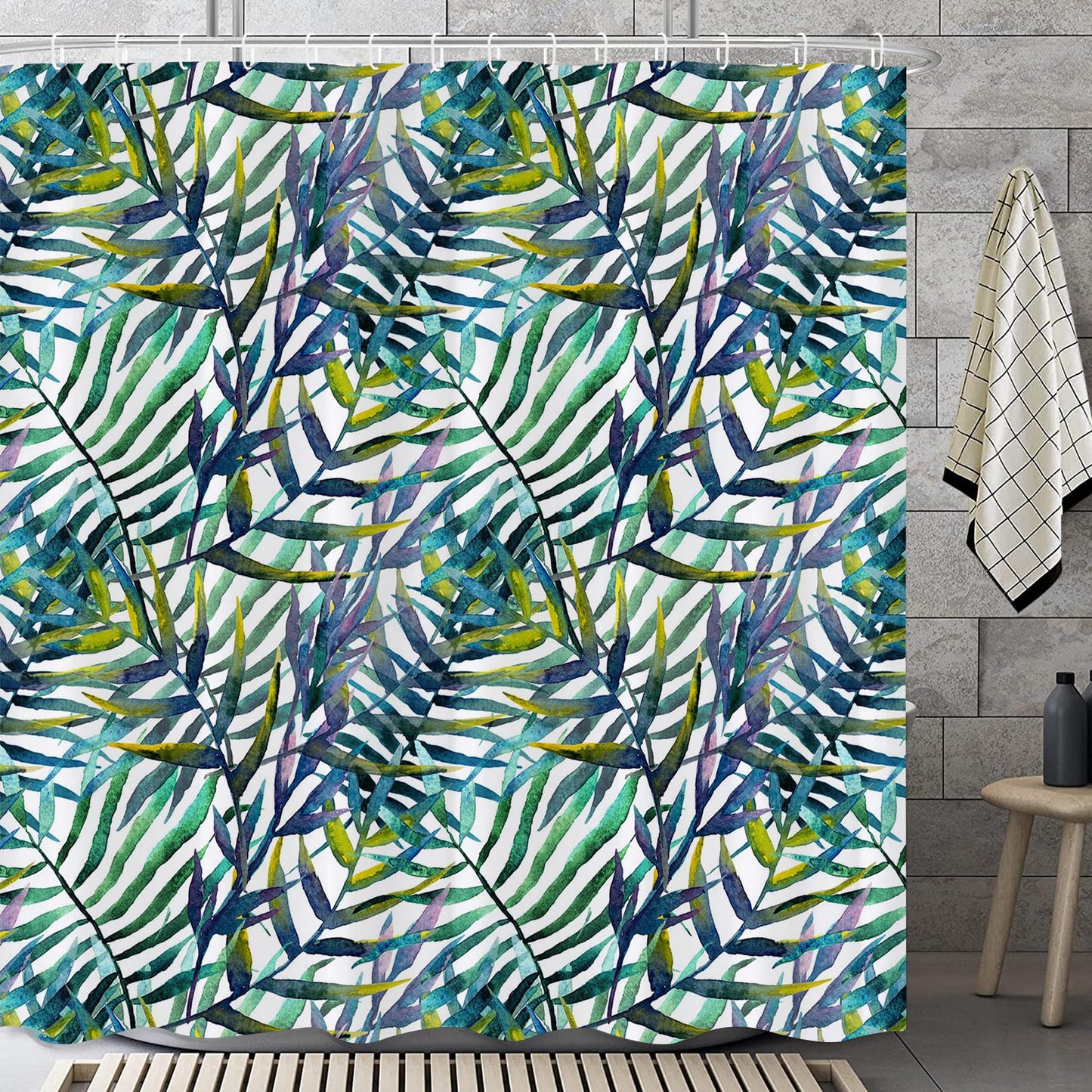 GOOESING Rainforest Shower Curtain Tropical Green Leaves Shower Curtain Bathroom Curtain with Hooks Bathroom Decor Washable Durable Waterproof Fabric