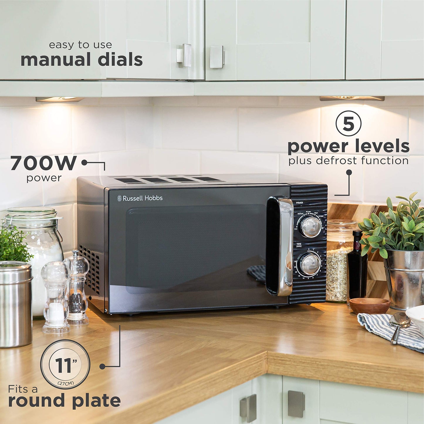 Russell Hobbs RHM1731B INSPIRE Black 17 Litre Manual Microwave