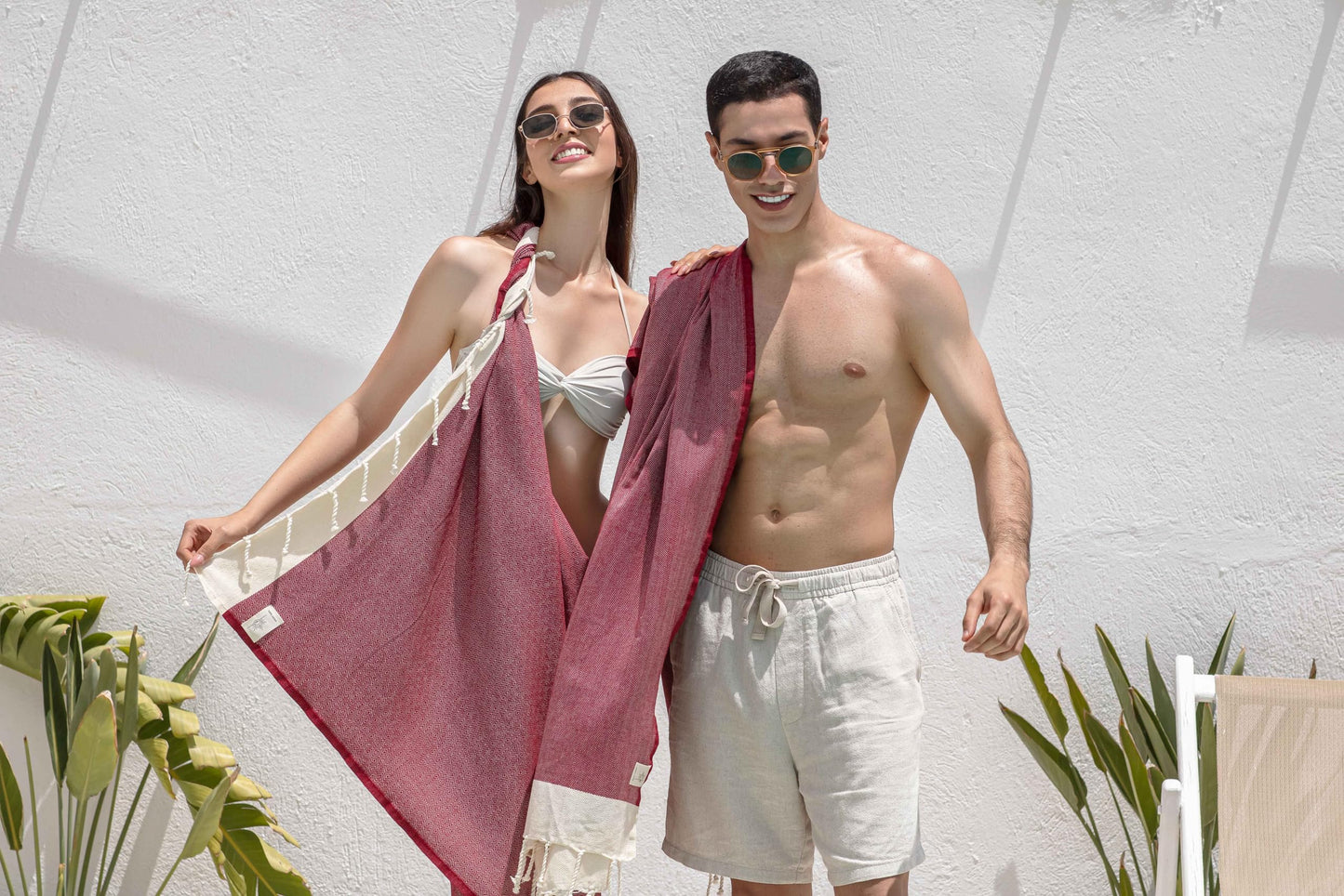 NOUR Premium 100% Cotton Turkish beach towel, Pack of 2, 100 x 200 cm, Picnic Blanket, Sauna & Hammam Towels, Extra Light, Absorbent, Quick-Drying