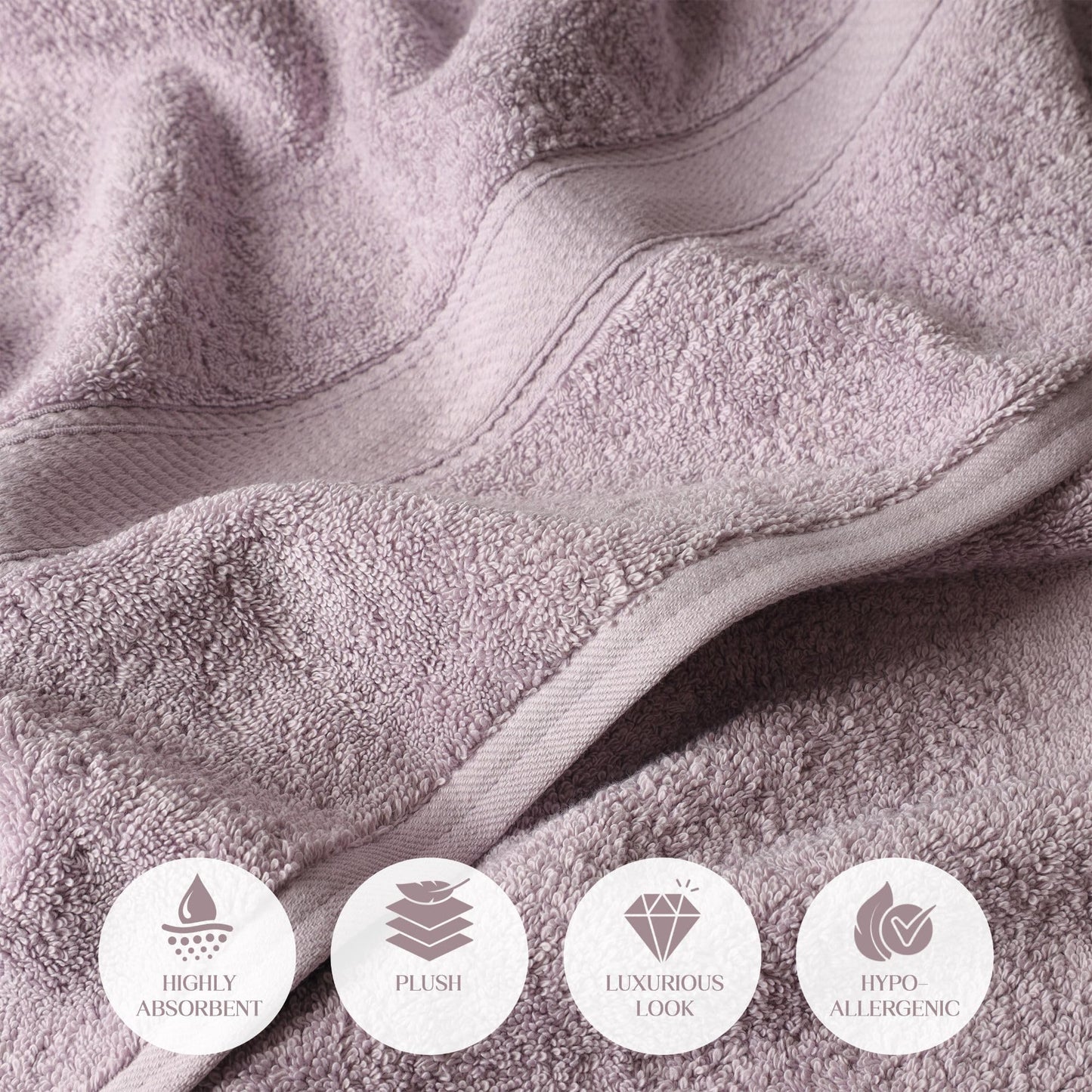 Superior 900 Gram 100% Premium Long-Staple Combed Cotton 3-Piece Towel Set, Purple