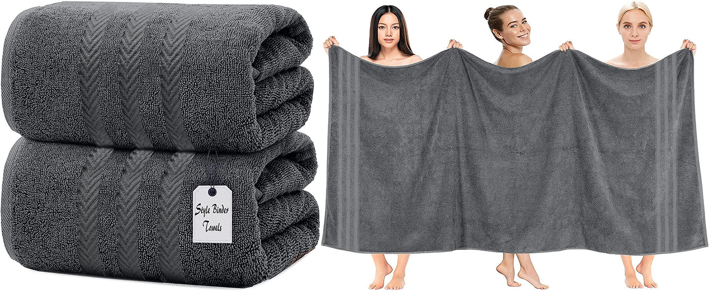 2 X Super Jumbo Bath Sheets (90 x 200 cm) Premium 100% Egyptian Cotton Extra Large Bath Sheet Towel Set Highly Absorbent & Quick Dry Hotel Quality