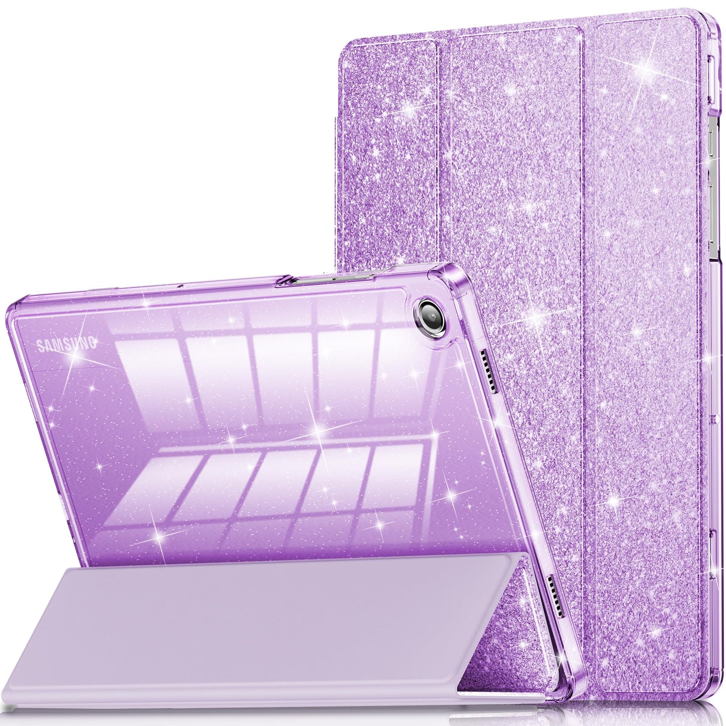INFILAND Case for Samsung Galaxy Tab A11+Plus/A9+ Plus 11 inch Case (2023/2025), Glitter Tablet Protective Cover with Sparkly Clear Back [Auto