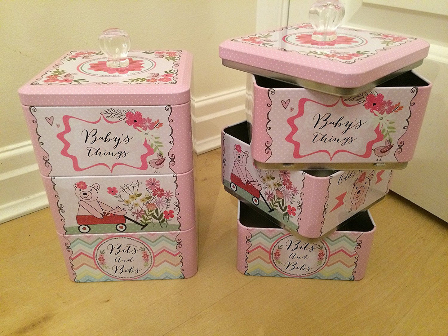 Peel & Sardine "Baby Girl Things Bear" Stacking Tin
