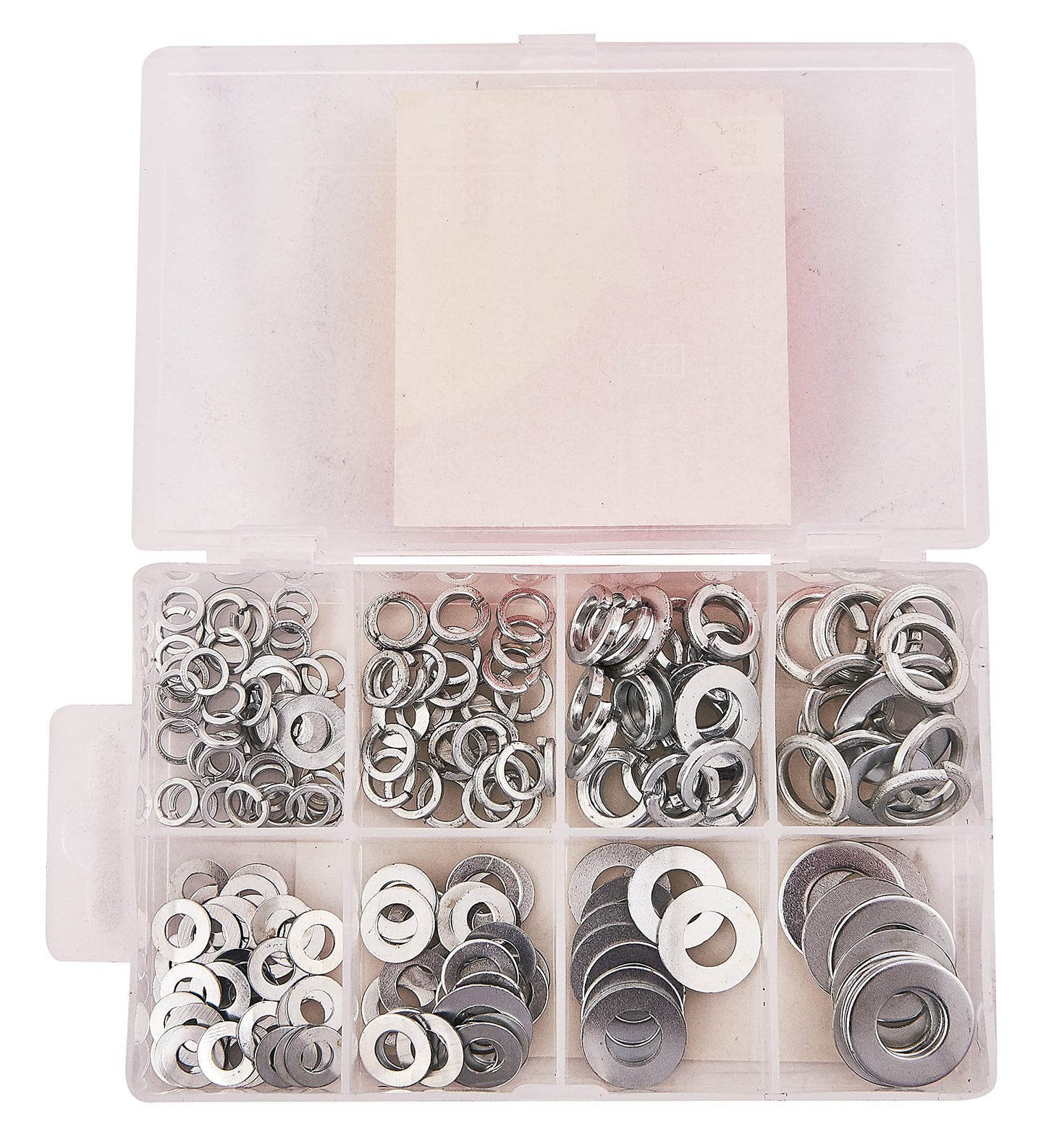 Amtech S5850 Assorted Washers, 200 Pieces Include Flat Washers and Lock Washers, M5, M6, M8, M10, plus Storage